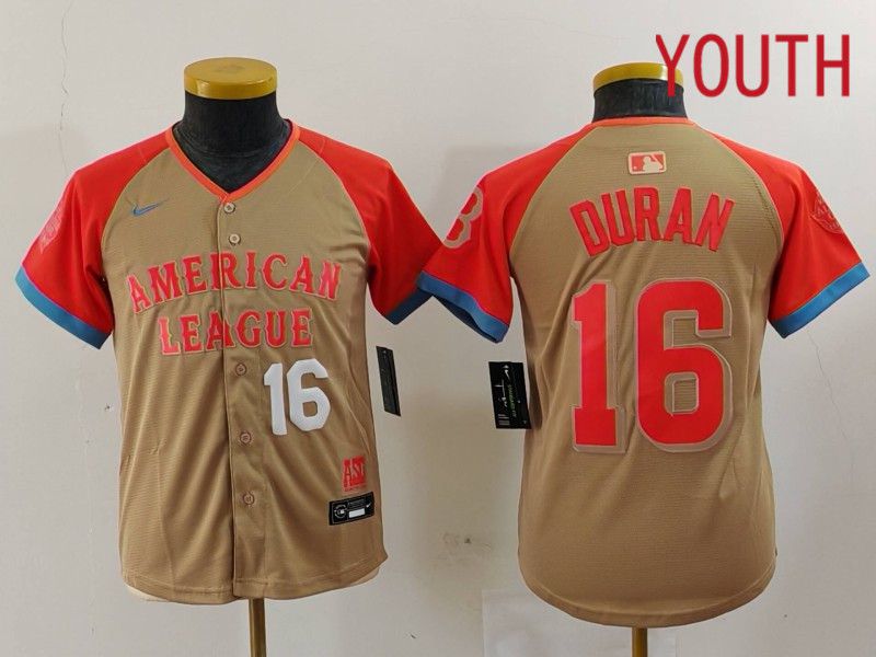 Youth Boston Red Sox 16 Duran Orange All star 2024 Nike MLB Jersey style 5